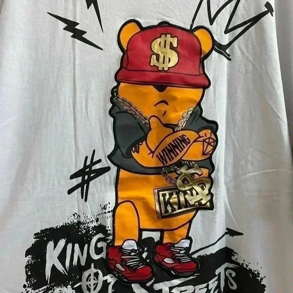 SWITCH  men's T-Shirt King of the Street Winnie the Pooh 3XL cotton gangster